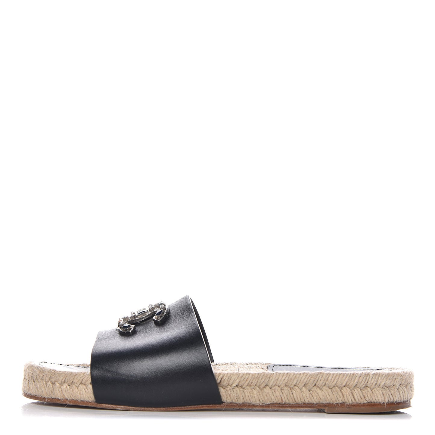 Calfskin Gripoix CC Espadrille Slip On Sandals 39 Black