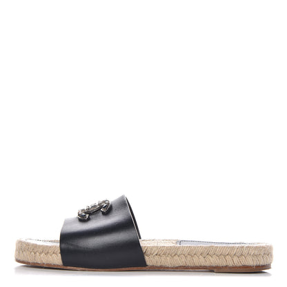 Chanel Calfskin Gripoix CC Espadrille Slip On Sandals 39 Black 1 of 10