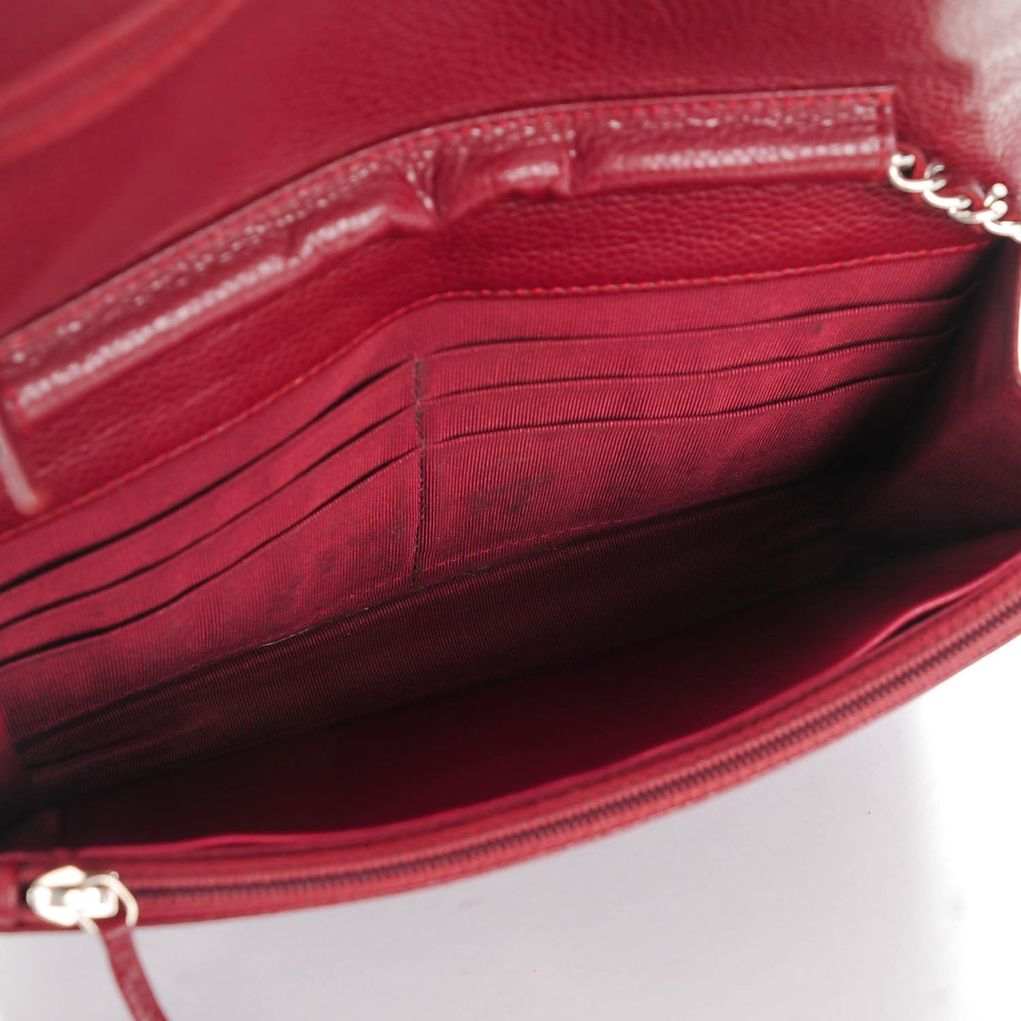 Caviar Quilted Wallet On Chain WOC Dark Red