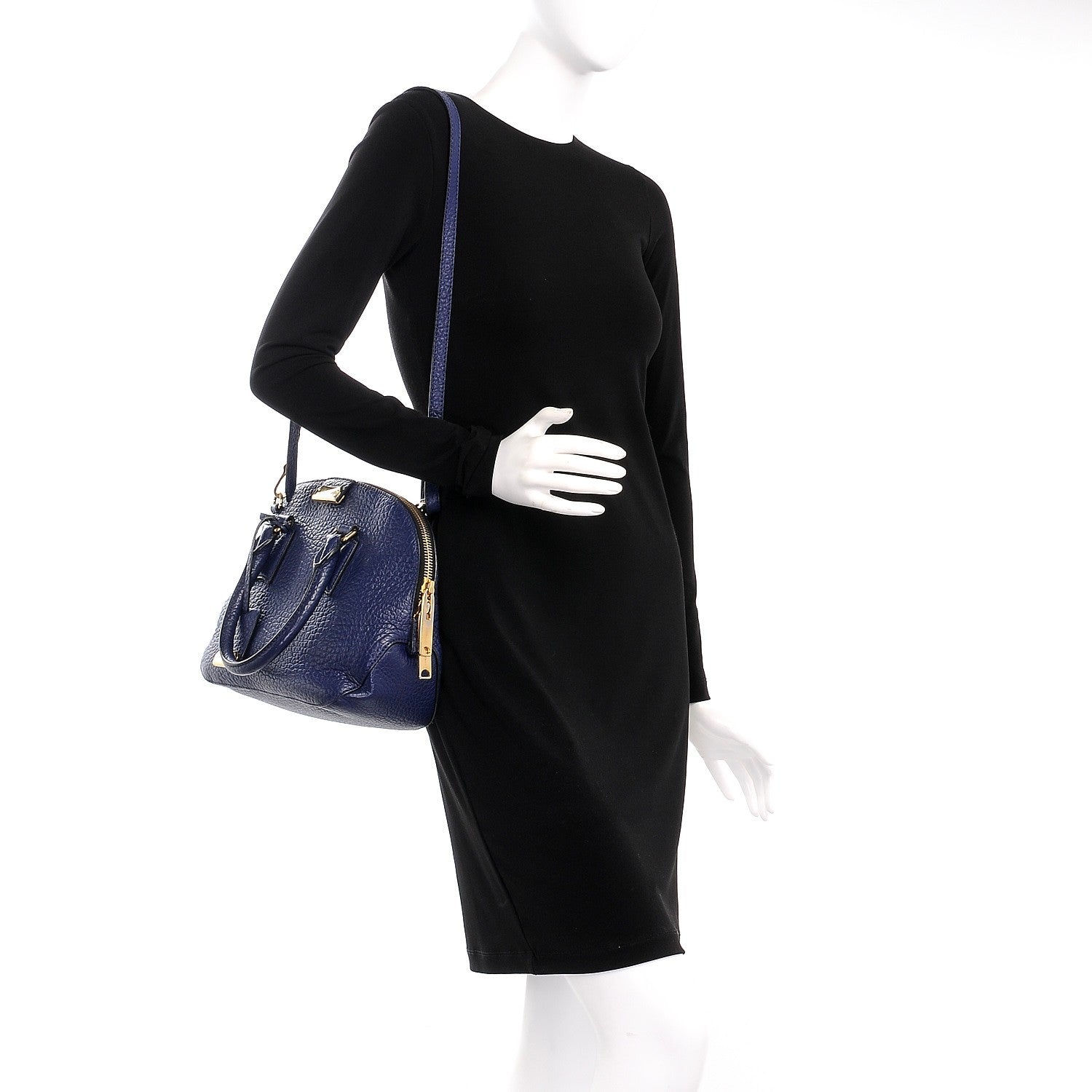 Burberry Heritage Grain Small Orchard Bowling Bag Navy Blue 2 of 9