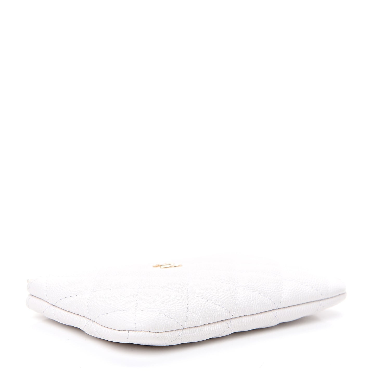 Caviar Quilted Small Cosmetic Case White