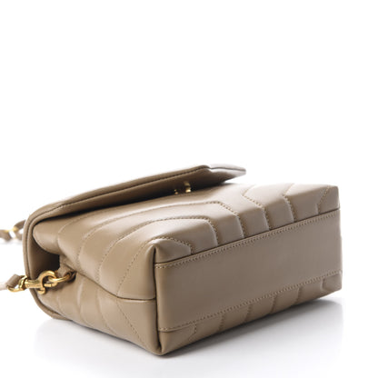 Saint Laurent Calfskin Y Quilted Monogram Toy Loulou Crossbody Bag Latte 4 of 11