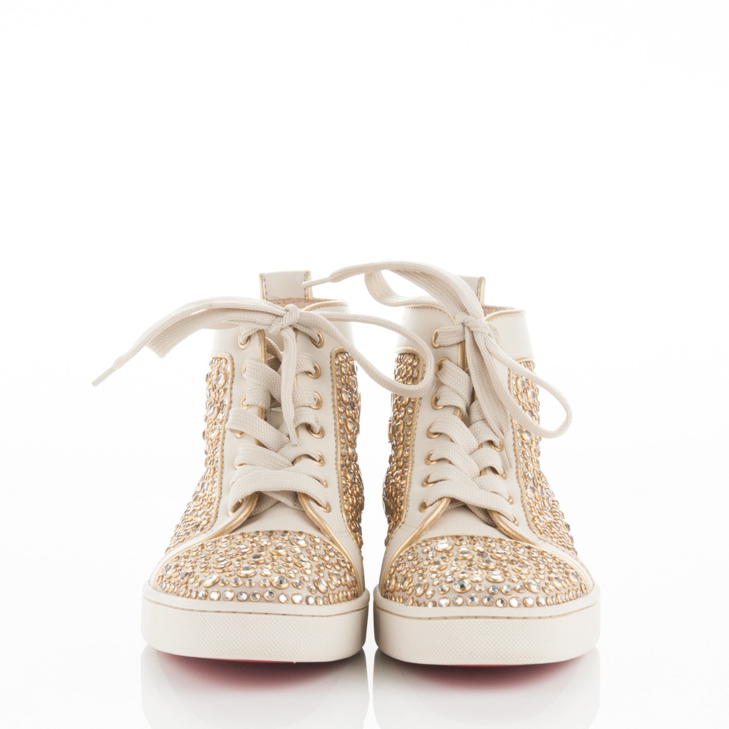 Christian Louboutin Strass Louis Flat Sneakers 38 Off White Gold 2 of 5