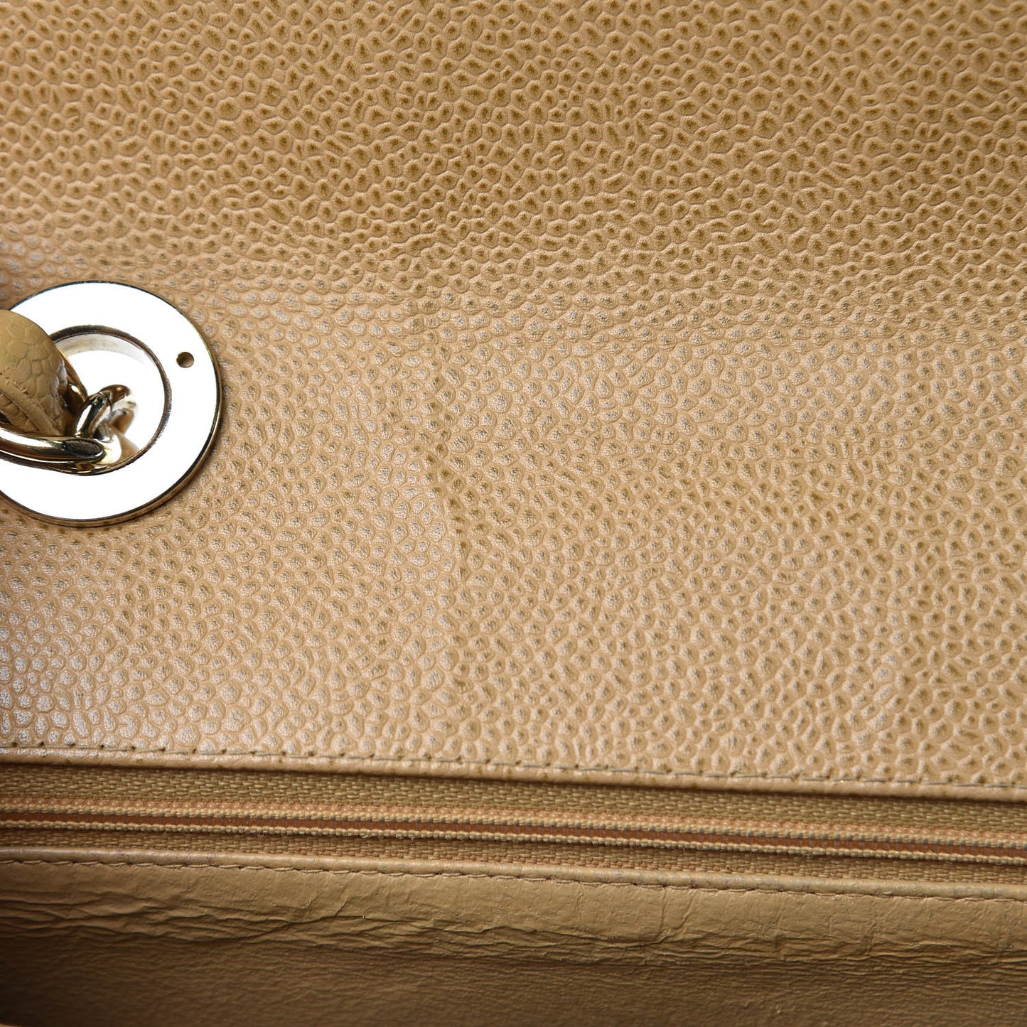 Caviar Quilted Jumbo Single Flap Beige