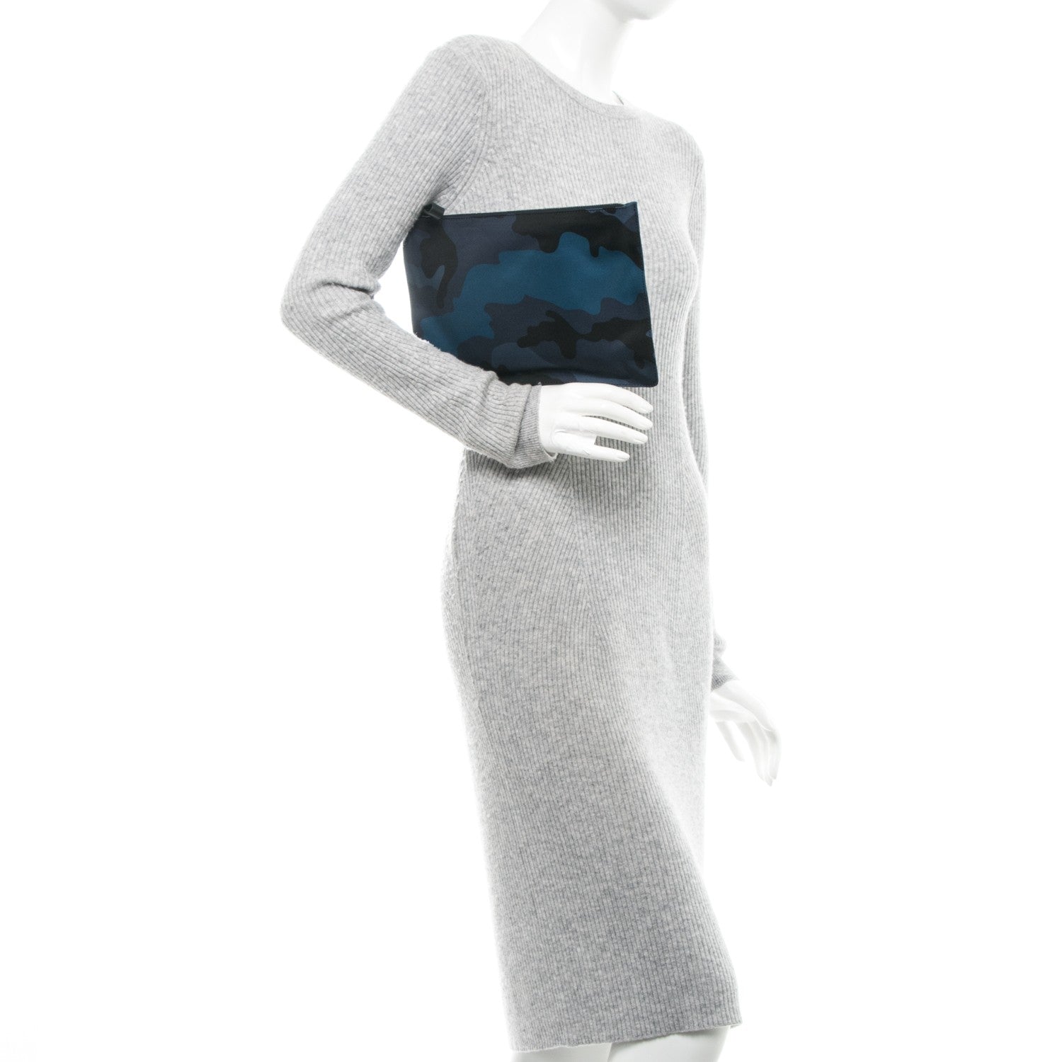 Valentino Garavani Nylon Camouflage Large Zip Pouch Blue 2 of 7