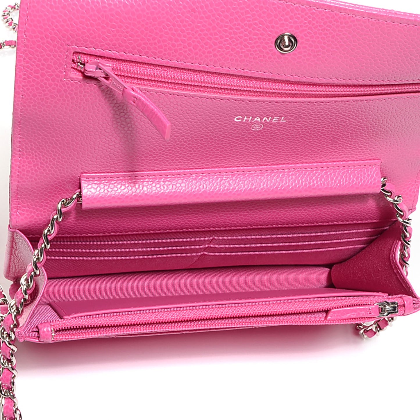Caviar Quilted Wallet On Chain WOC Dark Pink