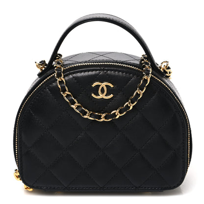Chanel Lambskin Quilted Chic Riviera Top Handle Vanity Case Black 1 of 10
