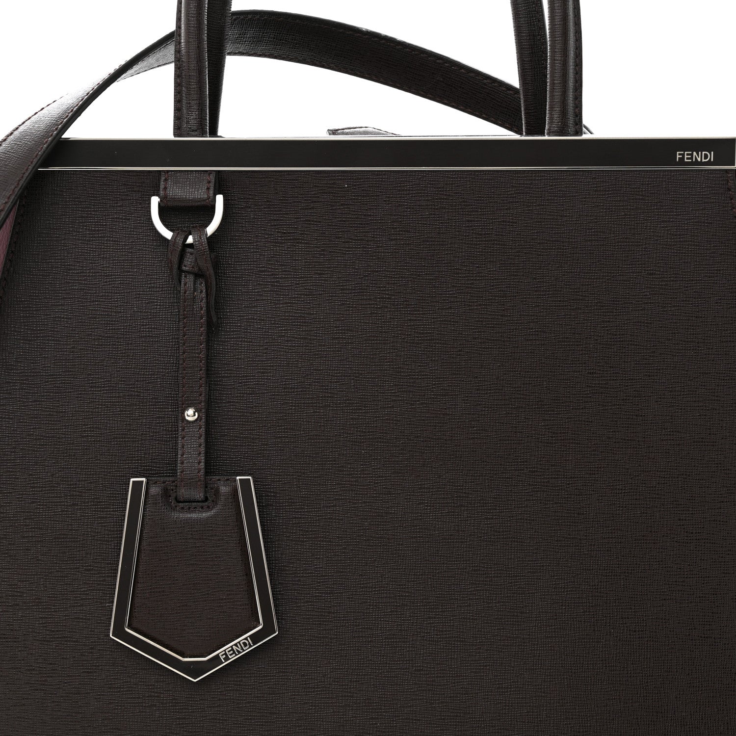 Fendi Vitello Elite Colorblock Regular 2Jours Tote Caffe Black Bordeaux Glicine 8 of 16
