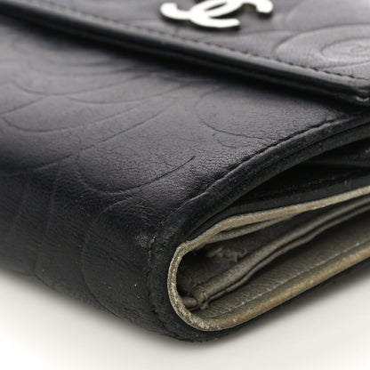 Chanel Lambskin Embossed Camellia French Wallet Black 10 of 21