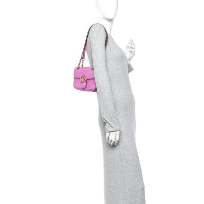 Gucci Calfskin Matelasse Mini GG Marmont Shoulder Bag Candy Mousse 2 of 12