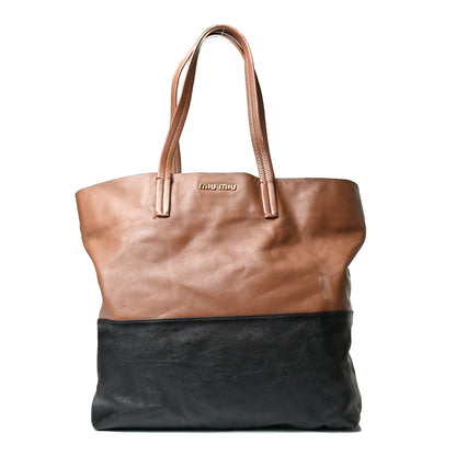 Miu Miu Vitello Soft Calf Tote Black Cannella 1 of 21