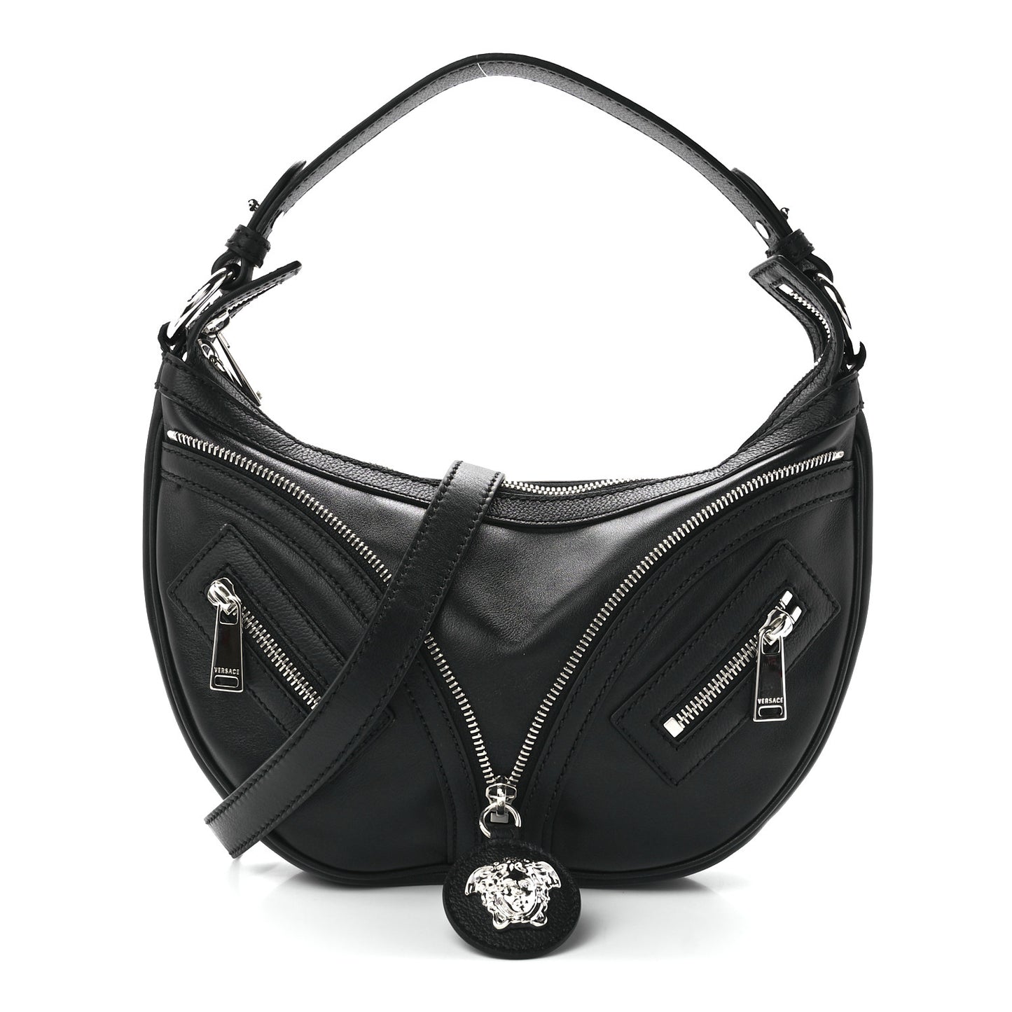 Calfskin Small Repeat Zip Hobo Black