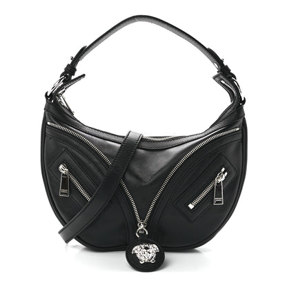 Versace Calfskin Small Repeat Zip Hobo Black 1 of 13