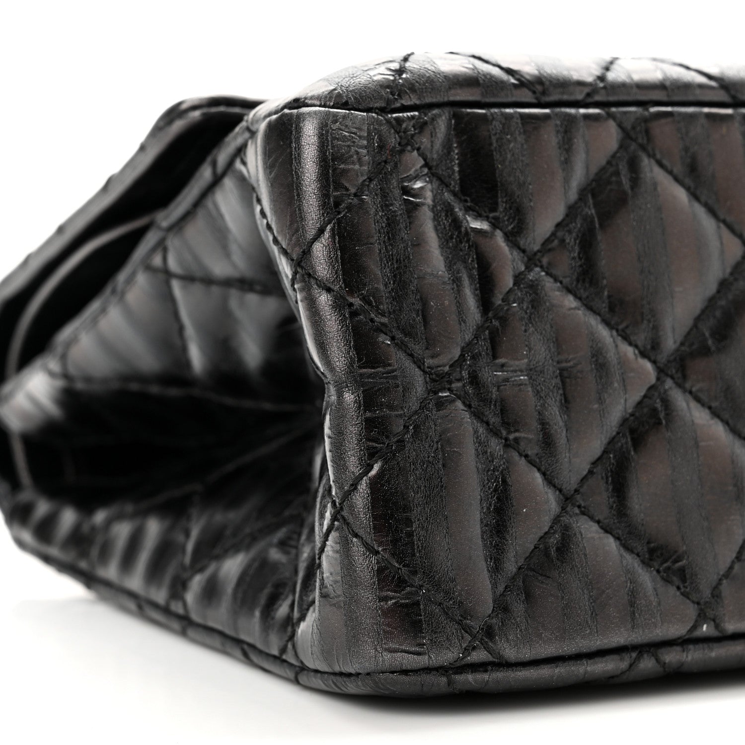Chanel Metallic Calfskin Striped 2.55 Reissue 226 Flap Black 8 of 9