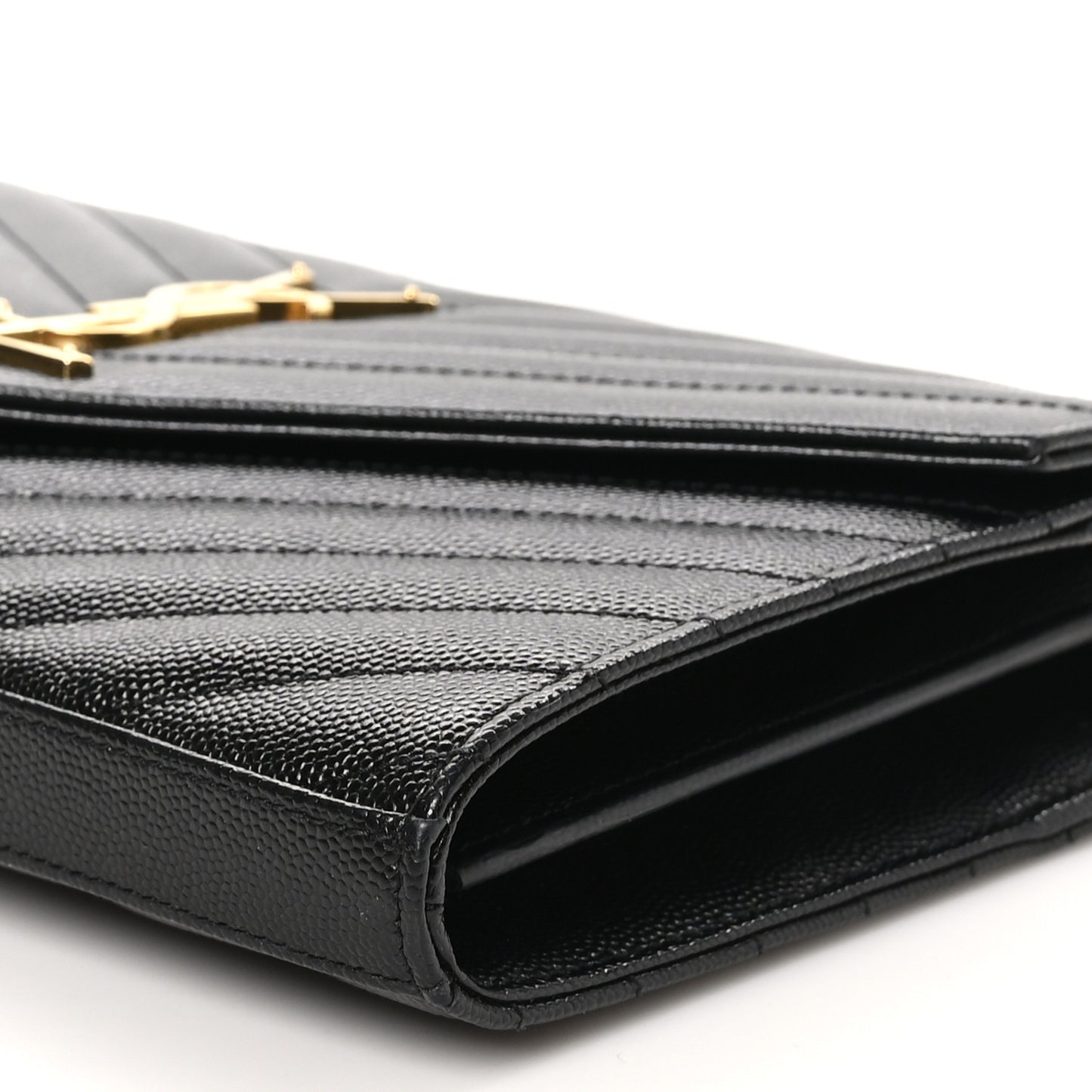 Grain De Poudre Matelasse Chevron Monogram Chain Wallet Black