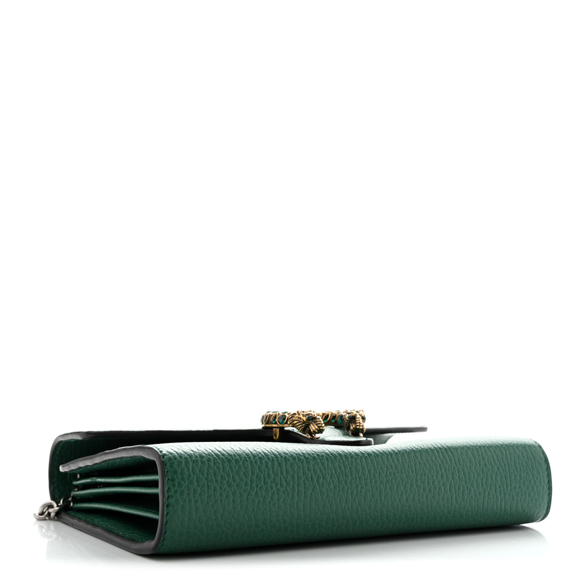 Gucci Calfskin Mini Dionysus Chain Wallet Emerald 4 of 11