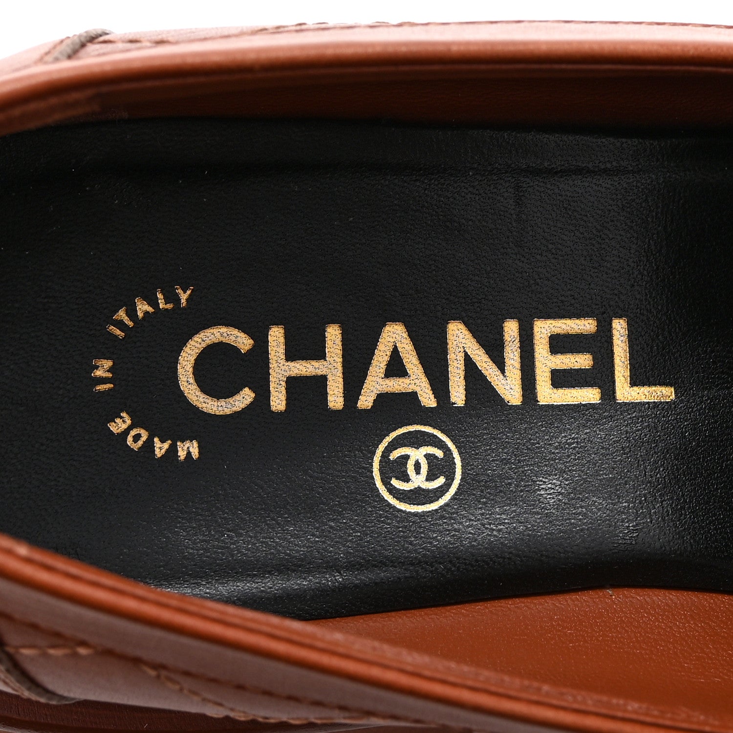 Chanel Calfskin Quilted CC Mocassin Loafers 38.5 Light Brown 7 of 11