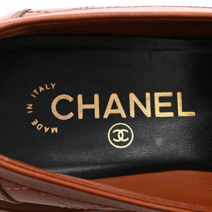 Chanel Calfskin Quilted CC Mocassin Loafers 38.5 Light Brown 7 of 11