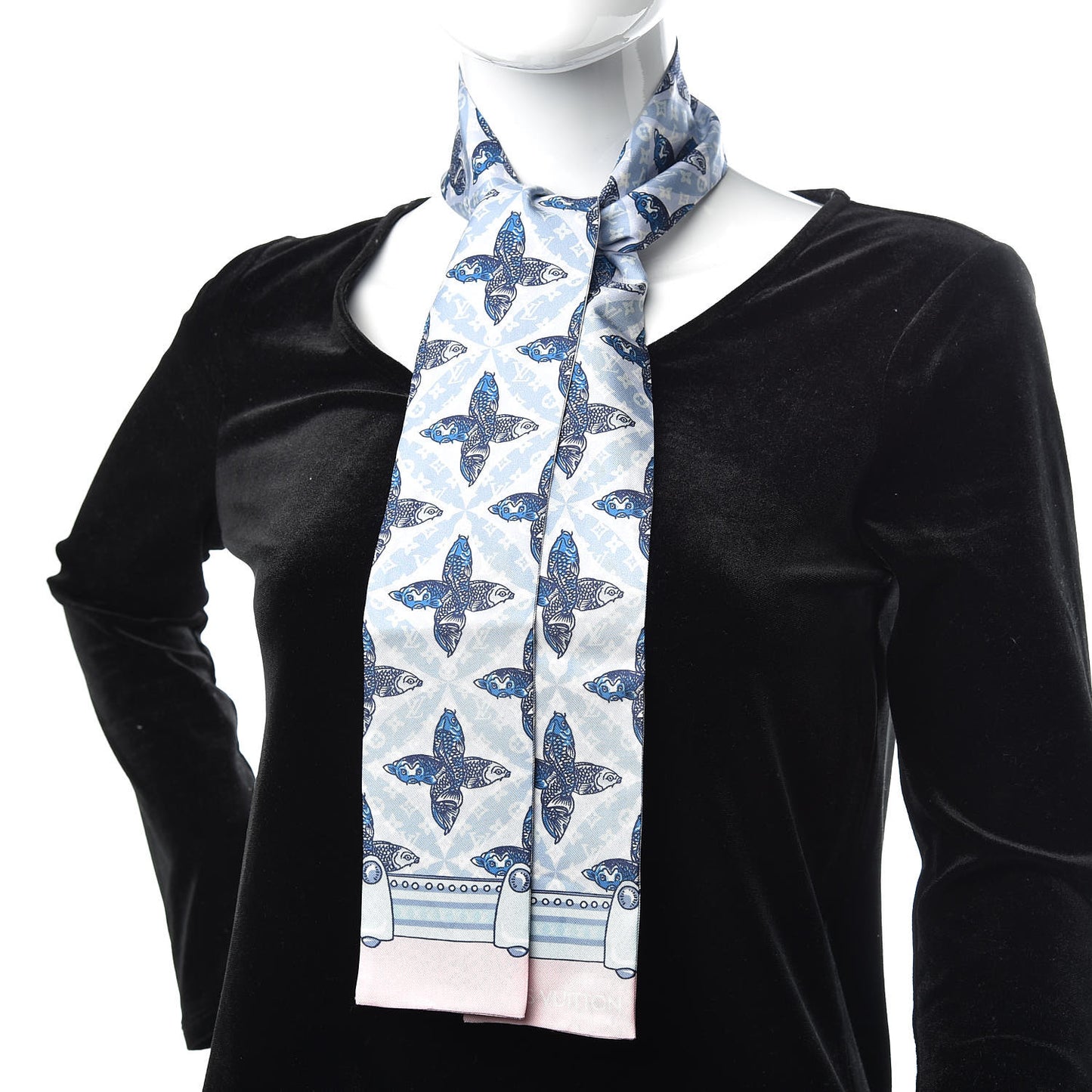 Silk Monogram Koi Fish Animalle Bandeau Blue