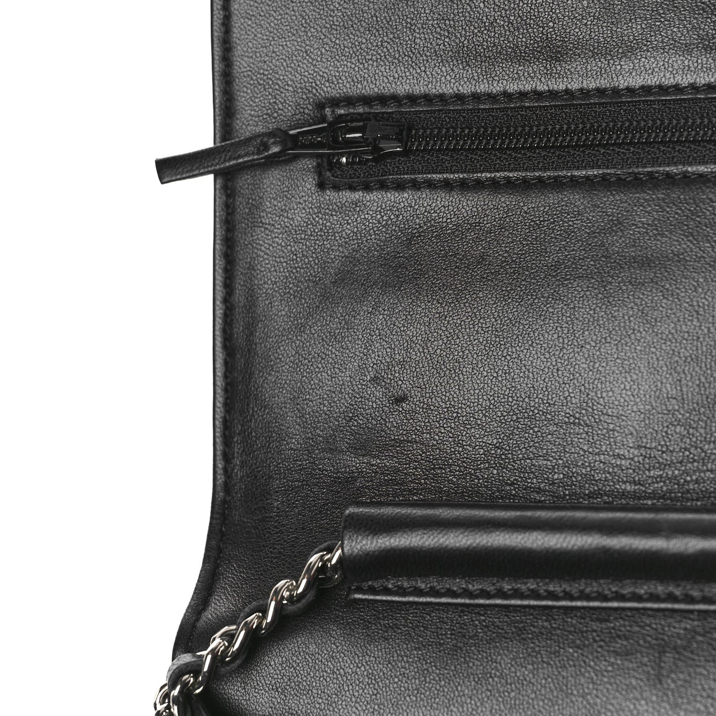 Lambskin Quilted Wallet On Chain WOC Black