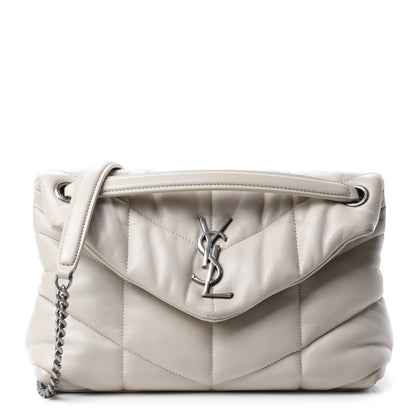 Saint Laurent Lambskin Quilted Small Loulou Puffer Monogram Chain Satchel Blanc Vintage 1 of 16