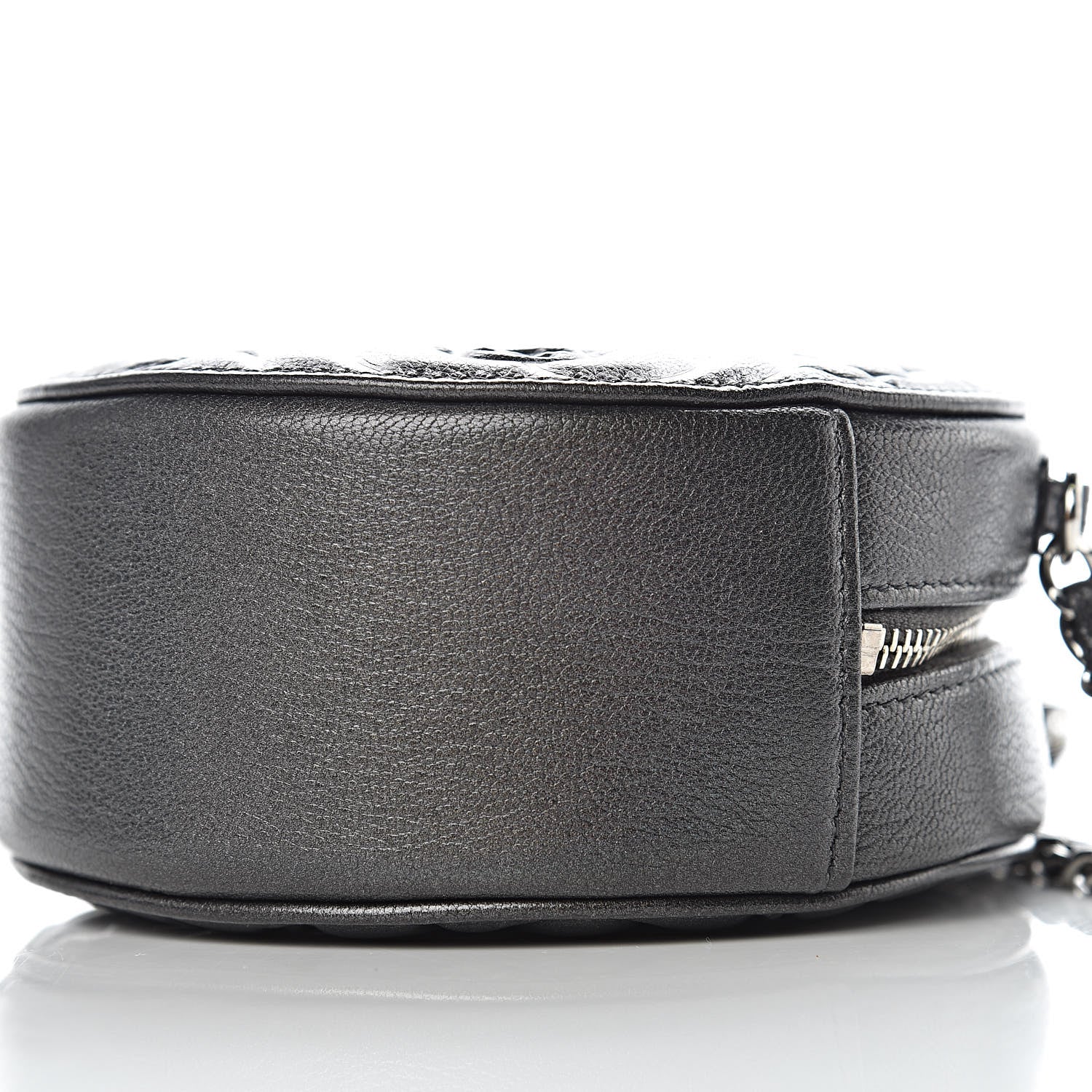 Chanel Goatskin Camellia Quilted Round Clutch With Chain Grey 9 of 10