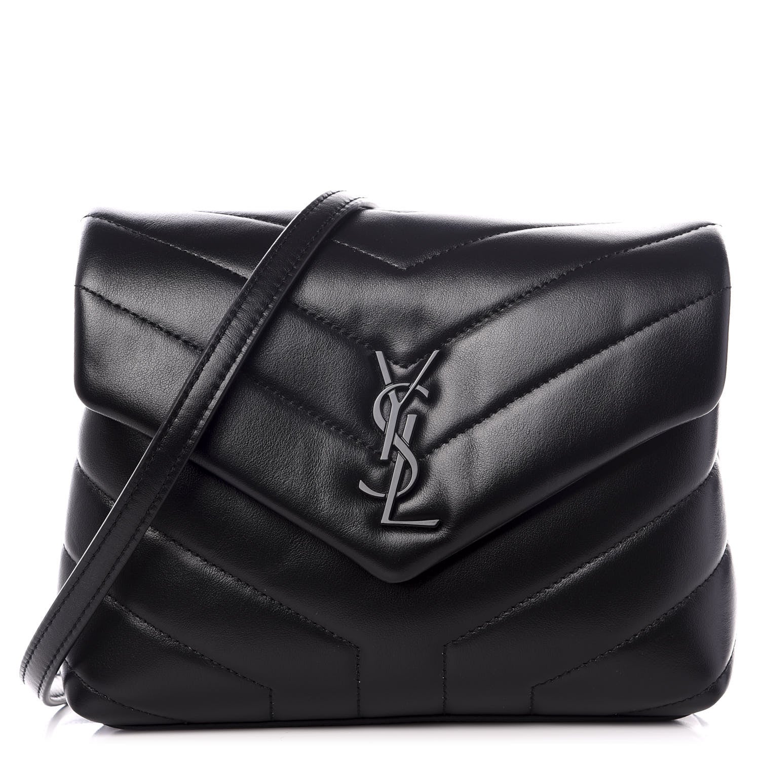 Saint Laurent Calfskin Y Quilted Monogram Toy Loulou Crossbody Bag Black 1 of 8
