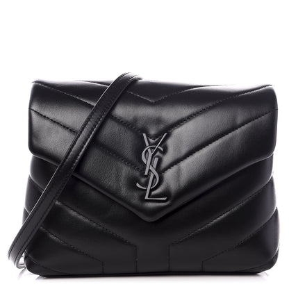 Saint Laurent Calfskin Y Quilted Monogram Toy Loulou Crossbody Bag Black 1 of 8