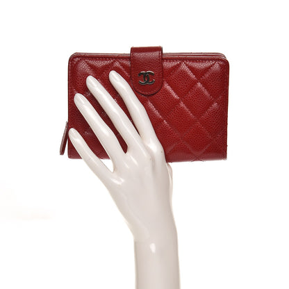 Chanel Caviar Quilted Zipped Pocket Wallet Red 2 of 8