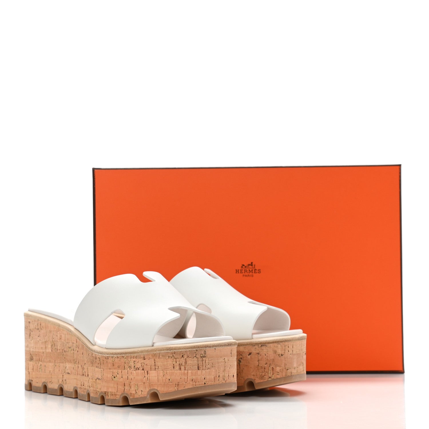 Hermes Calfskin Cork Eze 30 Sandals 38 White 9 of 9