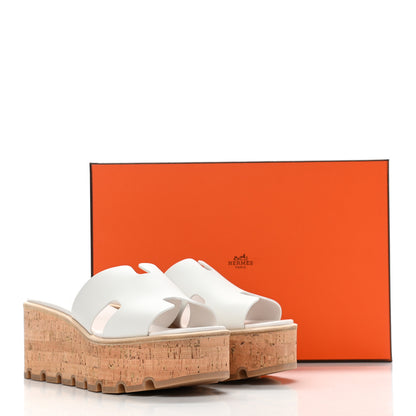 Hermes Calfskin Cork Eze 30 Sandals 38 White 9 of 9