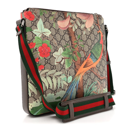 Gucci GG Supreme Monogram Tian Web Medium Flat Messenger Beige Multicolor New Acero 3 of 15