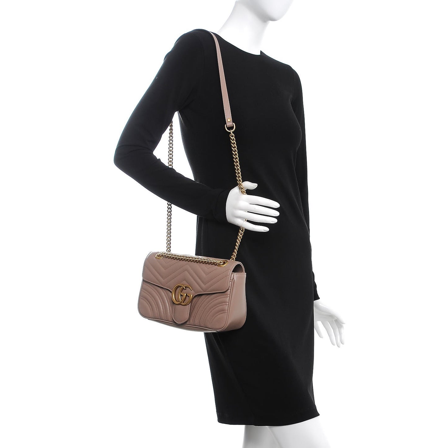 Calfskin Matelasse Small GG Marmont Shoulder Bag Porcelain Rose