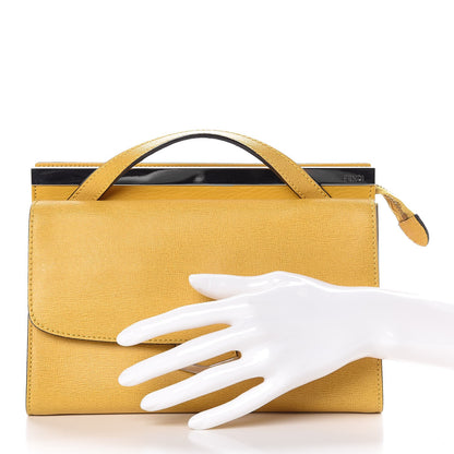 Fendi Vitello Elite Flamingo Mini Demi Jour Shoulder Bag Mustard 2 of 9
