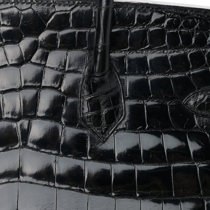 Hermes Shiny Niloticus Crocodile Birkin 35 Black 9 of 37