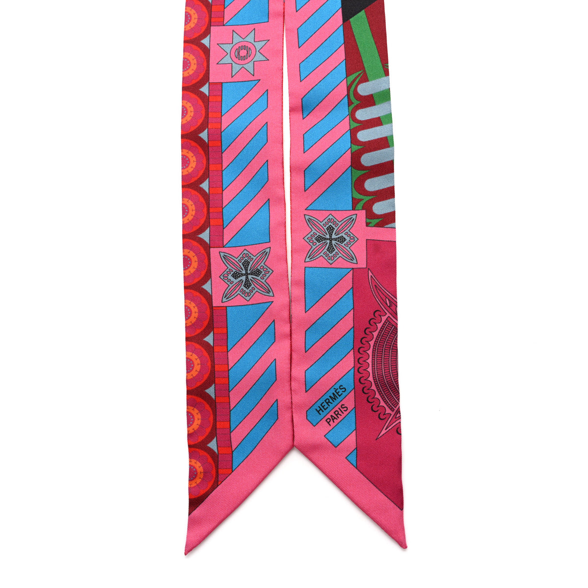 Silk Geometrie Cretoise Twilly Rose Vif Noir Fuchsia