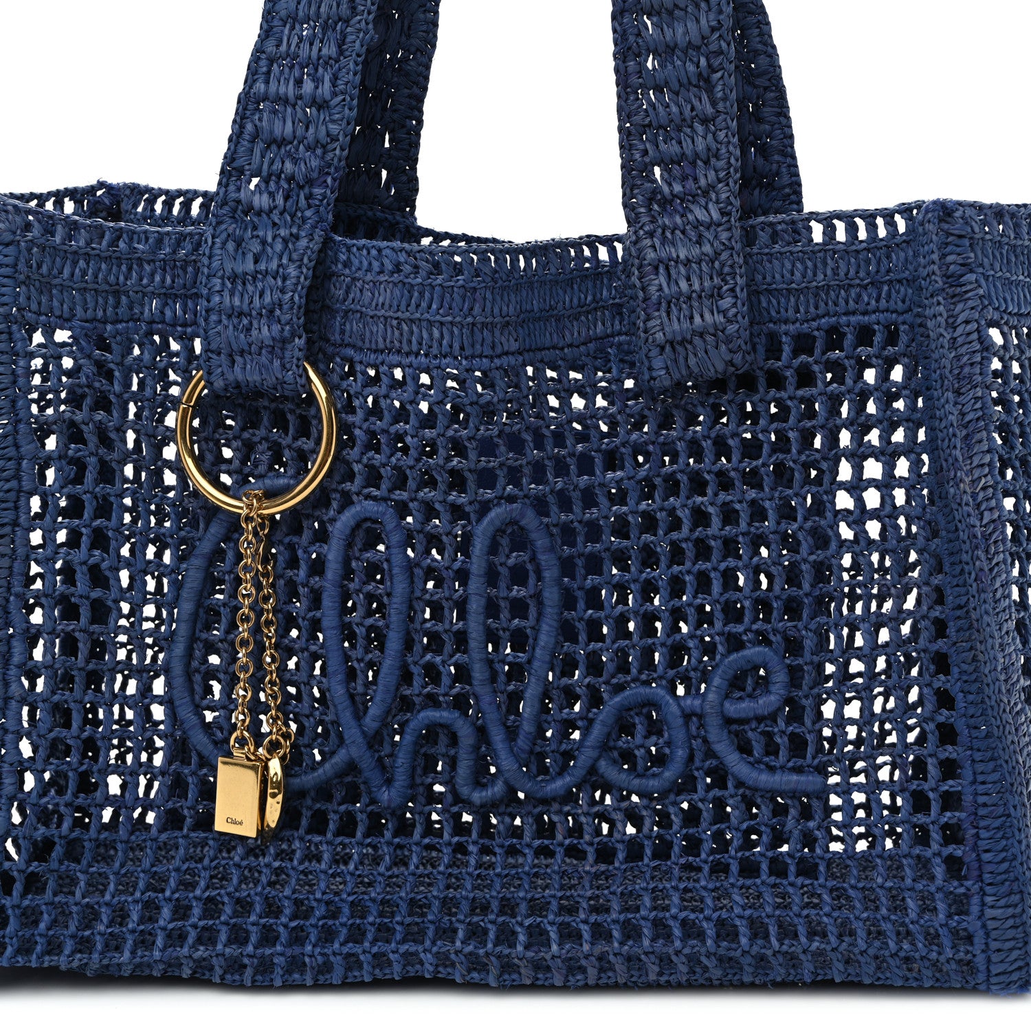 Chloe Raffia Summer Banana East West Tote Ashes Blue 7 of 9