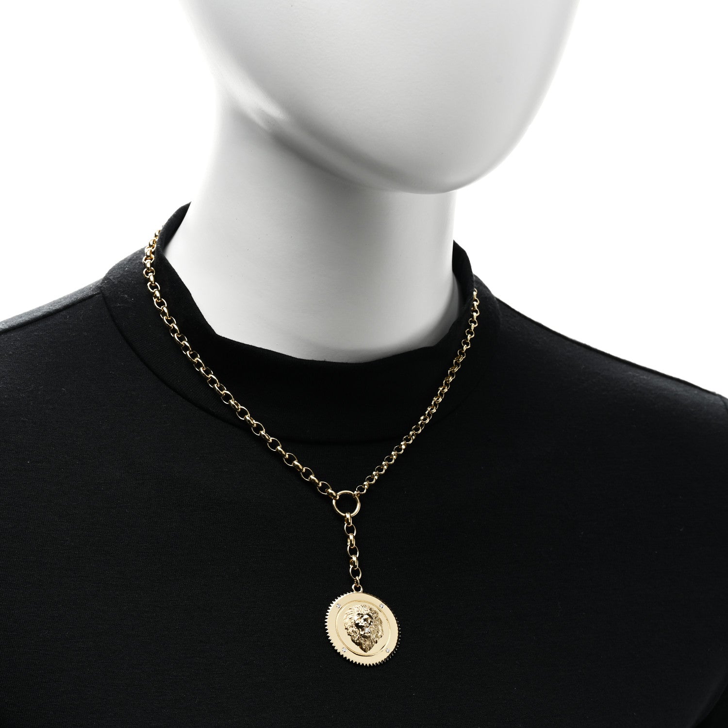 Foundrae 18K Yellow Gold Large Strength Medallion Heavy Mixed Belcher Extension Chain Necklace 2 of 6