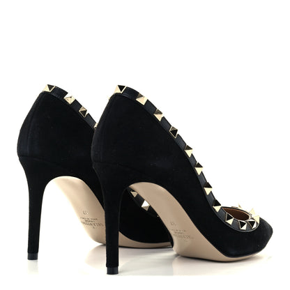 Valentino Garavani Suede Rockstud 85mm Pumps 37 Black 4 of 11
