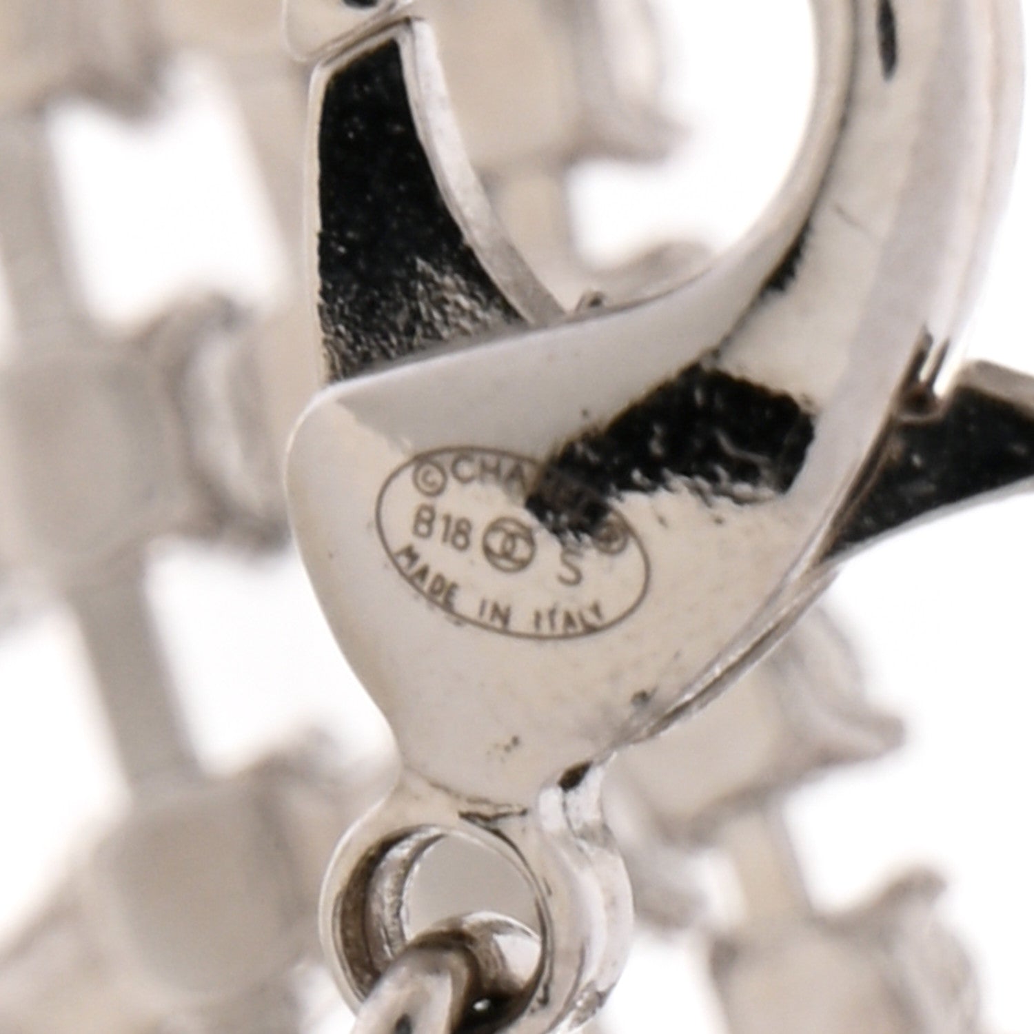 Chanel Crystal Logo Choker Necklace Silver 6 of 6