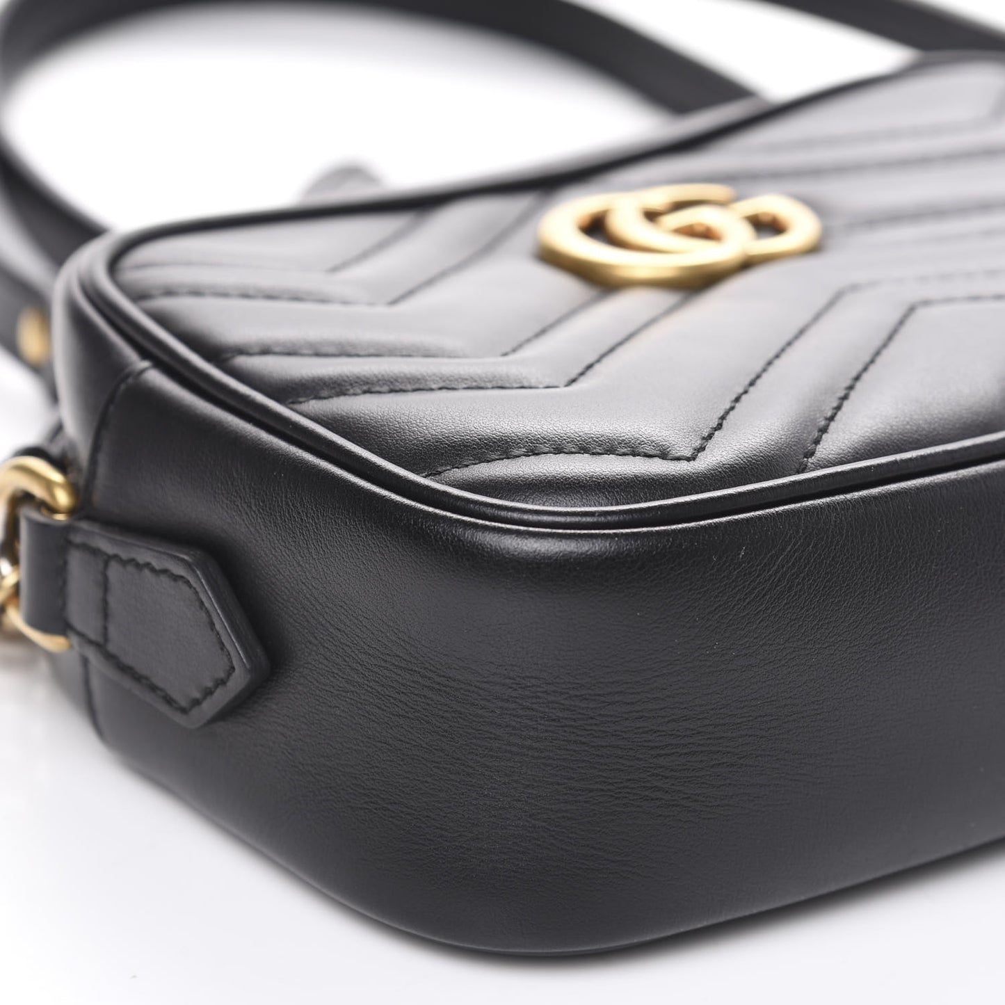 Calfskin Matelasse Mini GG Marmont Chain Shoulder Bag Black