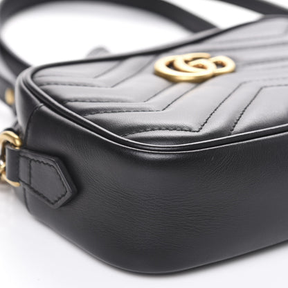 Gucci Calfskin Matelasse Mini GG Marmont Chain Shoulder Bag Black 8 of 12