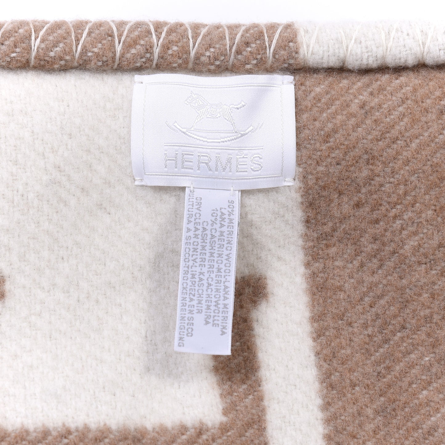 Wool Cashmere Avalon Baby Blanket Noisette Moyen White