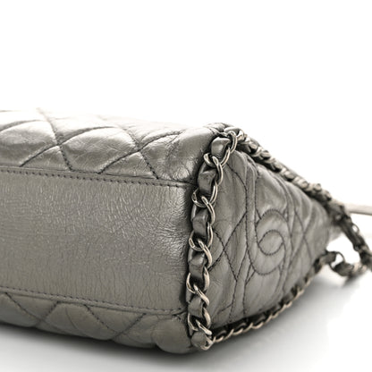 Chanel Metallic Calfskin Quilted Medium Chain Me Hobo Dark Silver 10 of 12