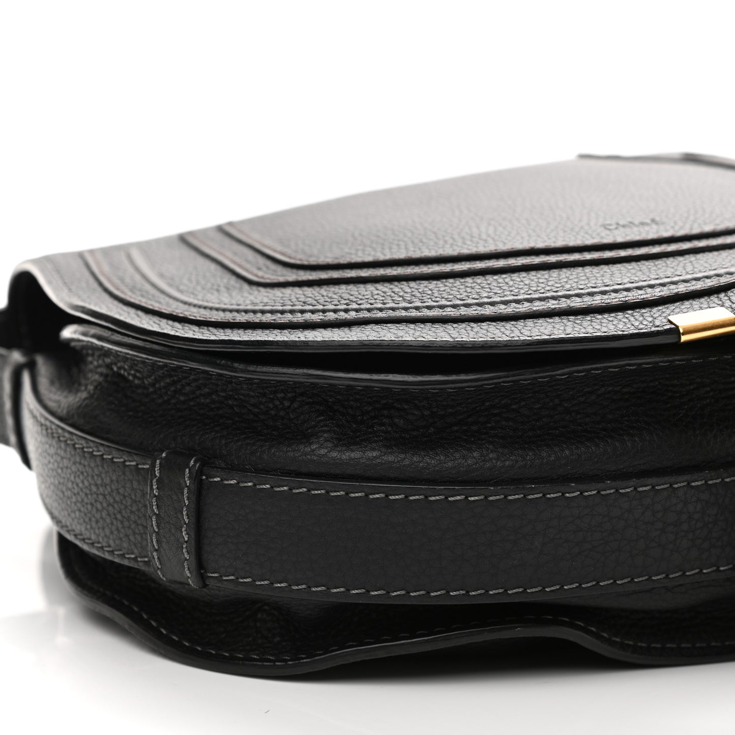 Calfskin Medium Marcie Round Crossbody Bag Black