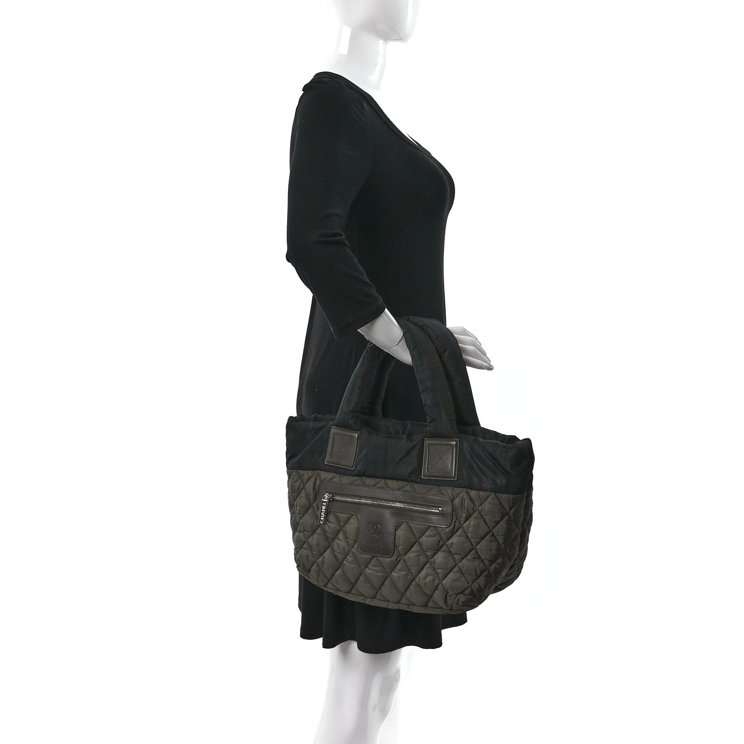Chanel Nylon Quilted Small Coco Cocoon Tote Khaki 2 of 14