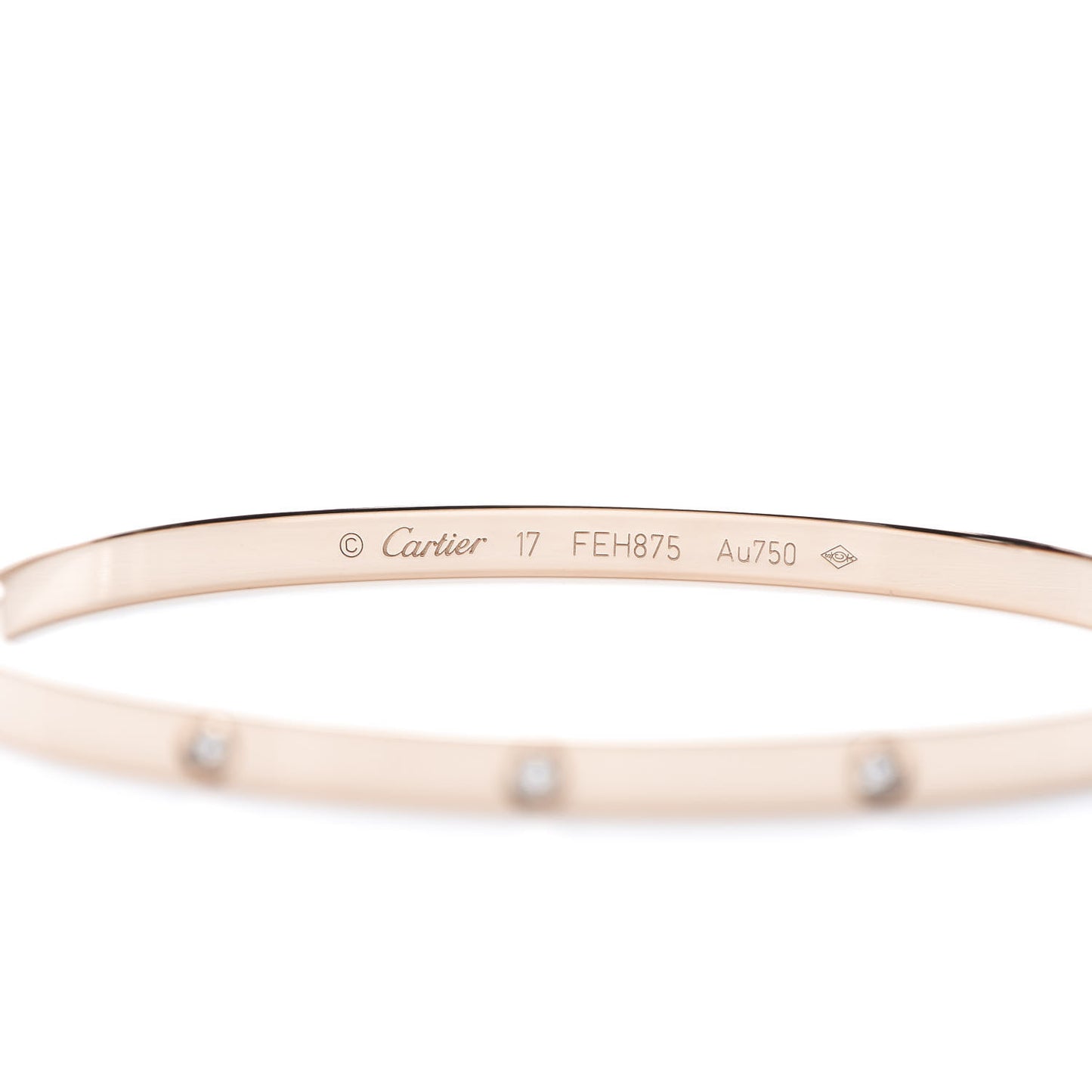 18K Pink Gold 10 Diamond Small LOVE Bracelet 17