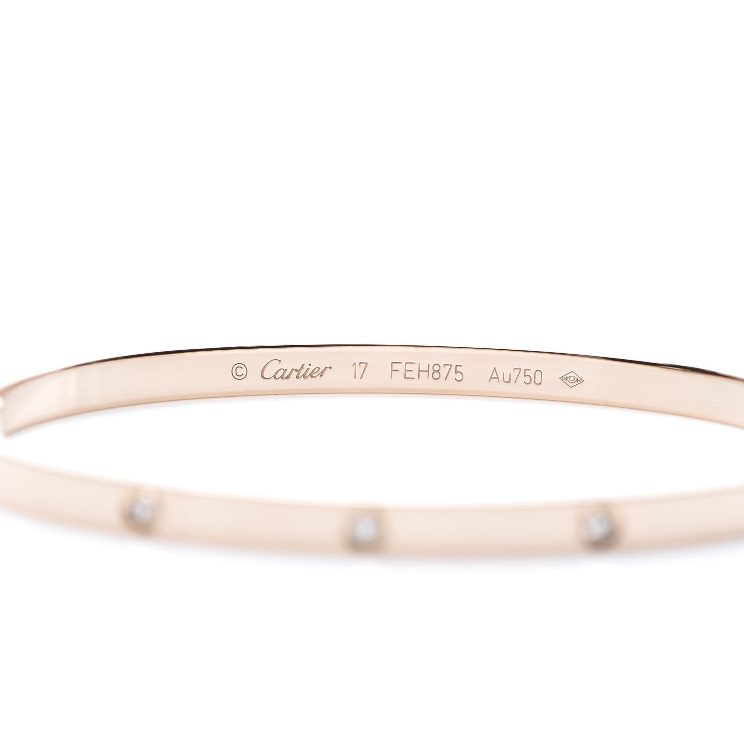 Cartier 18K Pink Gold 10 Diamond Small LOVE Bracelet 17 4 of 6