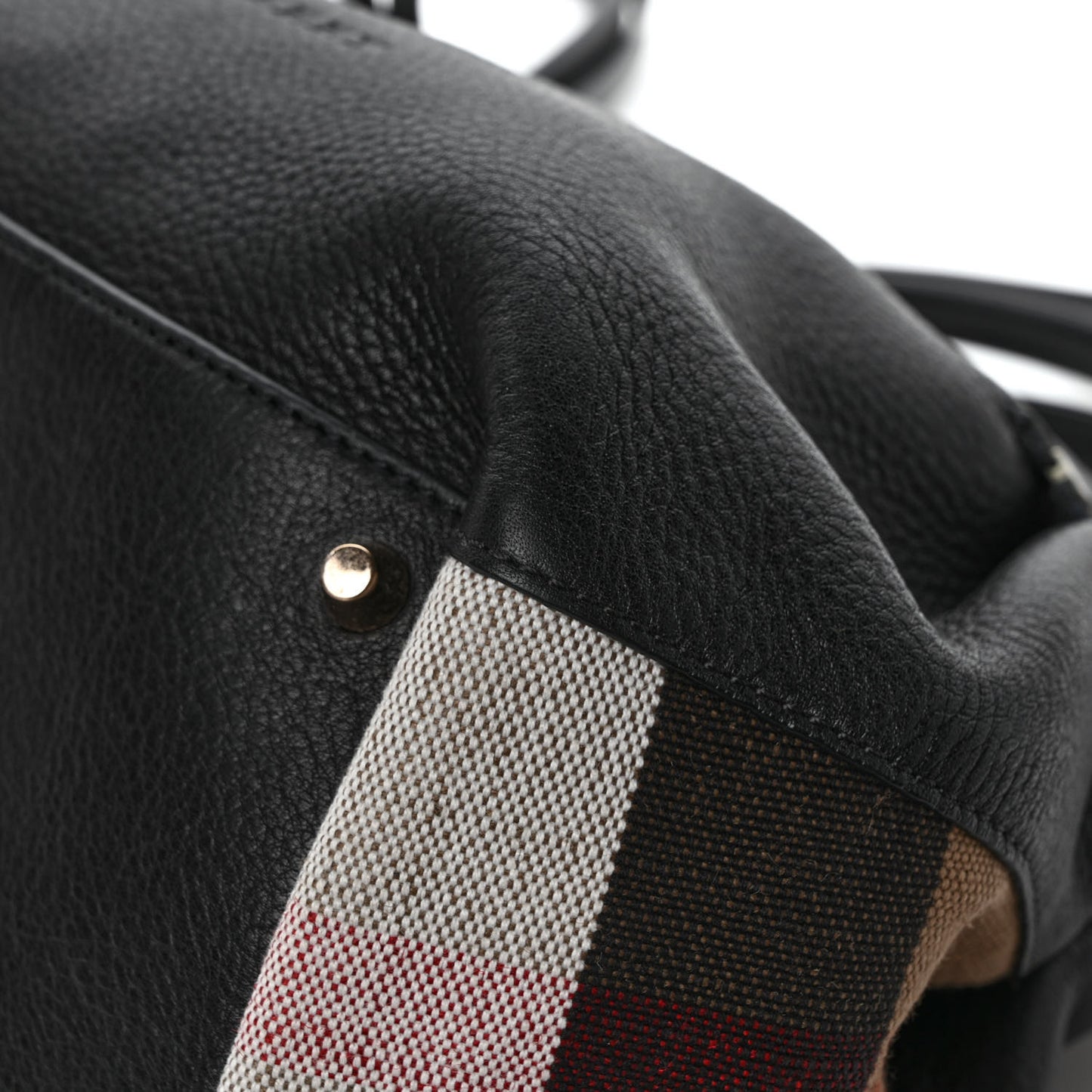 Grainy Calfskin House Check Small Maidstone Black