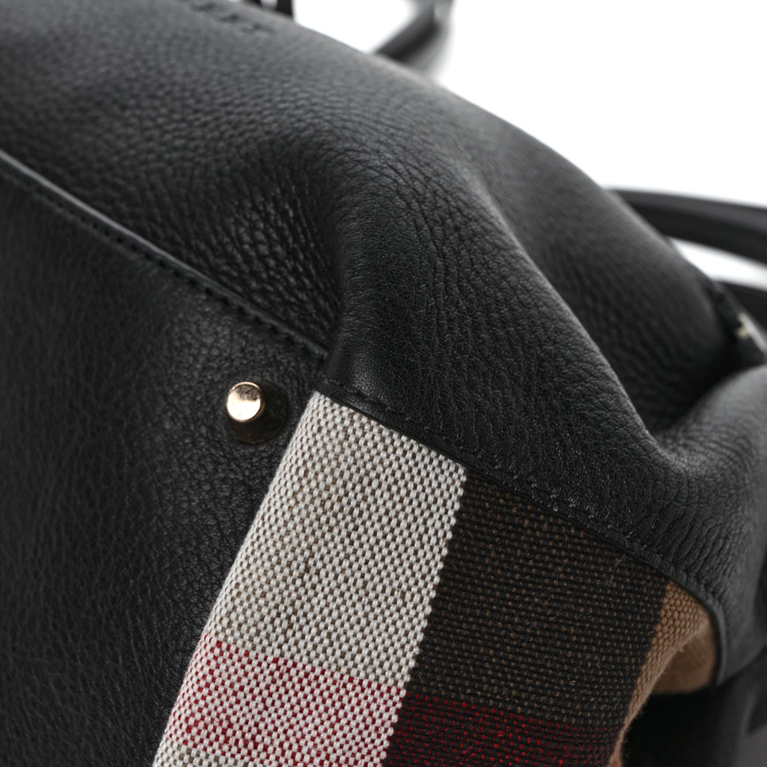 Burberry Grainy Calfskin House Check Small Maidstone Black 11 of 12